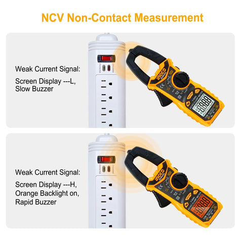 Auto Ranging Digital Clamp Meter With TRMS 6000 Counts For Measuring AC DC Voltage And Current Resistance Capacitance Diode Test Temperature Frequency Duty Cycle And More Pro Grade Gear