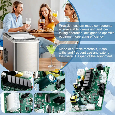 Pro Grade Ice Machine Control Circuit Board Replacement For Commercial And Industrial Ice Makers, Plug In And Play Install Fits ID IB I IIR IY SY Series And Wanlido Models, close-up PCB