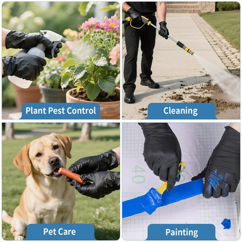 Thick Nitrile Disposable Medical Exam Gloves 6 Mil Powder Free Latex Free X Large in various uses: gardening, cleaning, pet care, painting