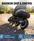 Inline skates outdoors with 8 Pack Go To Inline Skate Wheels 72mm 76mm 80mm with ABEC 9 Bearings, showing grip and control on pavement.