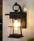 Smart Dusk To Dawn Outdoor Wall Light Fixture With Auto Sensor, waterproof anti rust sconce mounted on exterior wall.
