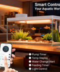 Top Tier Ready Slick Desktop Aquarium Kit With Smart App Control And Built In Auto Feeder 1.3 Gallon Small Fish Tank with plants.