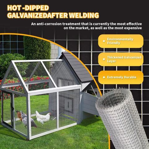 Bad Ass Galvanized Hardware Cloth 8 X 10 Feet Quarter Inch Mesh 23 Gauge Chicken Fence Wire, protecting chickens in a durable coop.