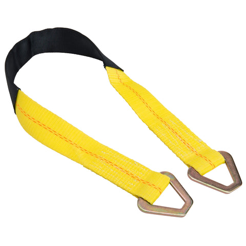 Two Inch Wide By Thirty Six Inch Long Premium Axle Tie Down Strap With D Rings, Heavy Duty Trailer Tie Down, Abrasion Resistant Hi Test Webbing, 3,333 Lbs Working Load Limit