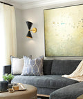 Mid Century Modern Wall Sconce 1 Pack Industrial Black And Brass Vanity Light With E26 Base, Hardwired in living room