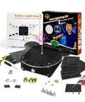 Hands On Tesla Lightning STEM Kit for Kids and Adults Build Your Own Tesla Coil Beginner Soldering Practice Kit for Teens 12 Plus Awesome Electrical Science Toys for Boys and Girls, boxed parts and black base
