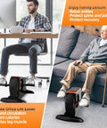 Electric Pedal Exerciser For Home Gym Rehab And Senior Fitness - 12 Level Speed, used by young man at desk and senior on sofa