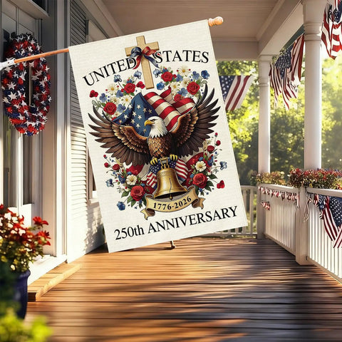 250 Years USA House Flag 28 By 40 Inch Double Sided Burlap Patriotic Flag For Porch Yard Patio Outdoor Decor 1776 2026 Banner
