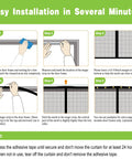 Easy installation steps for Magnetic Heavy Duty Fiberglass Garage Door Screen For Two Car Garage 16x7 Ft shown in diagram.