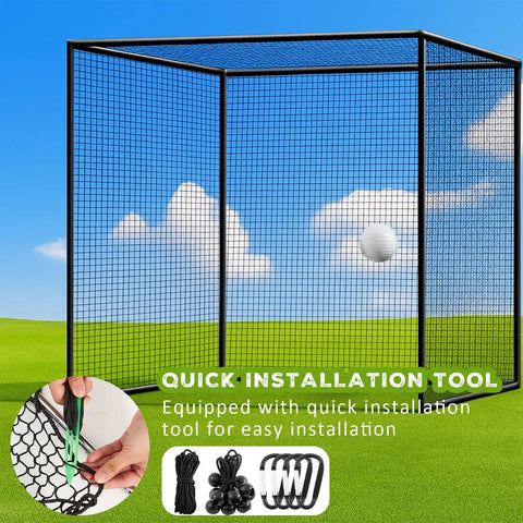 10 Ft Golf Practice Net for Indoor Outdoor Backyard Driving Range Vibes, Durable Polyester Mesh Netting With 12 Spring Snaps, Rope, 4 Clips