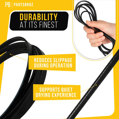 Durable Heavy Duty 89.5 Inch Dryer Belt Replacement For GE Whirlpool Hotpoint Kenmore WE03X29897 shown in hand for size