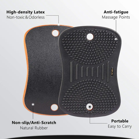 All Day Comfort Standing Desk Balance Board Mat For Anti Fatigue Relief At Home And Office Wobble Board Obsidian Black front back