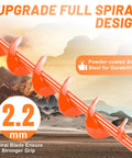 Close-up of Heavy Duty Screw In Ground Anchors 15 Inch Spiral Earth Anchors with orange spiral design for stability.