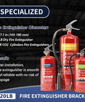 Heavy Duty Fire Extinguisher Bracket Wall Mount For 20 Lb Dry Chemical Or 10 Lb CO2 Extinguishers, Built Tough For Trucks
