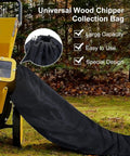 Universal Fit Wood Chipper Debris Bag For Tazz GreatCircle Landworks SuperHandy Earthquake Chippers 24 By 48 Inch Heavy Duty Polyester Nylon Mesh Debris Bag For Leaf And Wood Shredder attached to yellow chipper