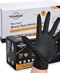 Heavy Duty Black Nitrile Gloves 8 Mil Large Box Of 1000 Latex Free Powder Free Raised Diamond Texture Food Safe Mechanic Grade Gloves