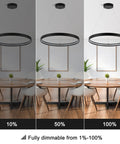 Black One Ring LED Chandelier Dimmable Modern Pendant Light For Living Room with adjustable brightness levels