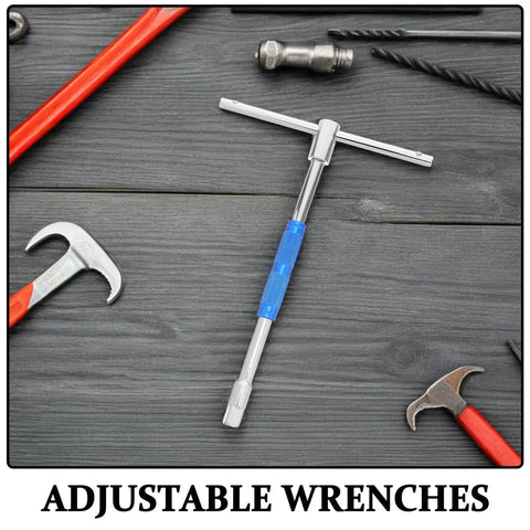 Heavy Duty Blue Hex Ratchet Socket Set With Adjustable Handle Badass Steel Construction on wooden surface among tools.