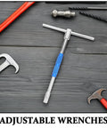 Go To Grease Monkey Approved T Handle Hex Wrench featuring adjustable ratcheting socket design on a gray wooden surface.