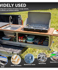 Outdoor kitchen setup with sink and stove showing 68 Inch Full Extension Drawer Slides Set 1 Pair Side Mount Cabinet Glides