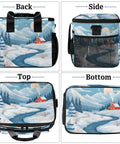 Insulated Picnic Backpack With Large 12x8.7x10 Inch Capacity Lunch Box Tote showing winter landscape design on different sides.
