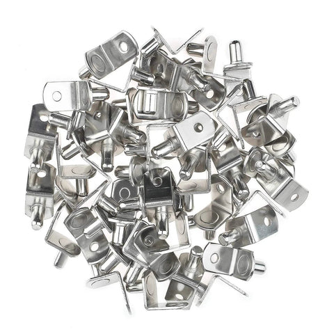 40 Pcs Shelf Pins L Shaped Bracket Clips Nickel Plated With Hole One Quarter Inch Diameter For Kitchen Cabinets Bookcases