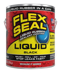 Flex Seal Liquid Rubber Sealant Coating can in black, 1 gallon for waterproof, flexible, breathable protection, DIY use.