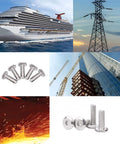 Collage including M6 X 18mm Flat Head Hex Socket Cap Screws Bolts, 304 Stainless Steel, with industrial and marine applications.