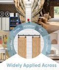 8ft Beefy Box Rail Exterior Barn Door Hardware Kit installation examples in garage, warehouse, barn, tool shed, living room