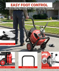 Beat Stubborn Clogs Dead To Rights With This 100ft Auto Feed Sewer Snake Machine featuring air-activated foot switch and ergonomic handle.