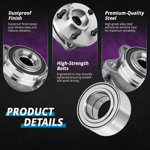 Front Wheel Bearing Replacement For 2007 Through 2019 Hyundai Elantra And Elantra GT Coupe Kia Forte with OEM grade, high-strength bolts, and premium-quality steel.