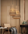 One Light Farmhouse Pendant Light In Natural Rattan And Seagrass, Hanging Ceiling Lamp For Dining Room And Bedroom