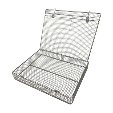 Stainless Steel Mesh Parts Washing Basket With Double Locking Lid For Secure Storage And Deep Cleaning, Rust Resistant Heavy Duty Organizer Tray