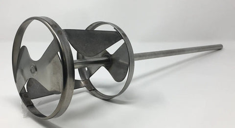 PS-1 1/2 Shaft Stainless Steel Mixing Blade For 5-10 Gallon Mixers With Vortex Action showing durable steel and design