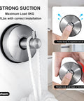 Vacuum Suction Cup Hooks For Shower And Bathroom Towel Holder Brushed Stainless Steel Rack with rope attached to wall