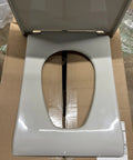 Slick Pillow Talk Toilet Seat In Clean Ice Grey Featuring Smooth Soft Close Hinges And Heavy Duty Top Loading Mount for installation.