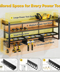 Heavy Duty Wall Mount Tool Organizer With Four Layer Drill Holder, Garage Workshop Storage Rack for cordless tools