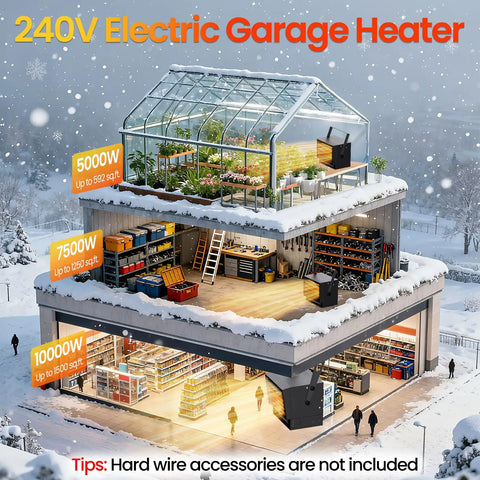Heavy Duty 7500W Electric Garage Heater With Remote 240V Hardwired Shop Heater For 1250 Square Feet Three Heat Settings To Blast Through Frost And Keep Your Barn Or Shop Toasty Without Breaking A Sweat