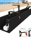 No Drill Under Desk Cable Management Tray With Clamp For Standing Desk 36 Inch Cord Organizer installed under desk