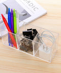 Clear Acrylic Silverware And Pen Organizer Caddy For Office And Home, Durable Thick Plastic Holder with pens, clips and cord