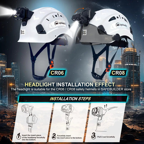 Built In Headlamp For CR06 And CR08 Hard Hats Hands Free Safety Helmet Light Rechargeable LED Work Lamp Helmet Mount Headlamp