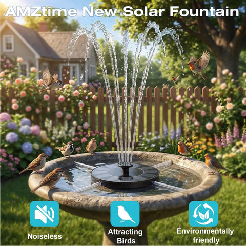 1.4W Solar Bird Bath Fountain Pump With Upgraded Panels Floating Solar Fountain For Bird Bath Ponds Garden Fish Tank