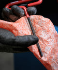 Person using heavy duty hand and tool wipes to clean tool; Grease Busting Heavy Duty Hand And Tool Wipes For Degreasing Hands And Work Surfaces.