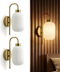 HAOFILM Battery Operated Wall Sconces Set of 2, 5000mAh Rechargeable Wireless Wall Sconce with Remote, Mid Century Modern Vintage Brass & RGB Accent Lighting.