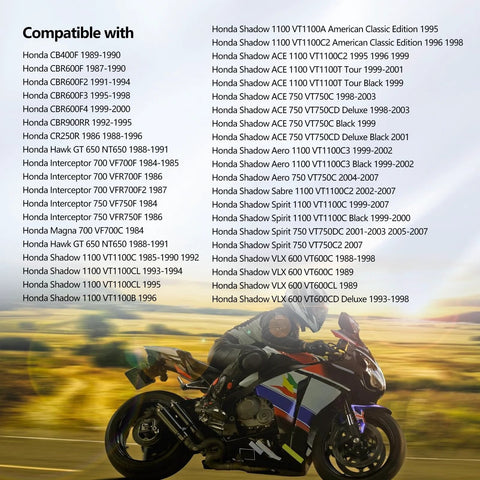 Motorcycle with compatibility list for 12V Electric Fuel Pump Fits Honda Goldwing GL1200A 1984-1987 and V65 Magna VF1100C 1983-1985