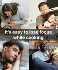 People engaging with pets, babies, and relaxing at home, highlighting moments when focus is lost while cooking.