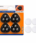 DaddyBee Heavy Duty Self Adhesive Casters 8 Pack Stick-On Swivel Wheels compact wheels for smooth movement, 4 pieces in black and silver.
