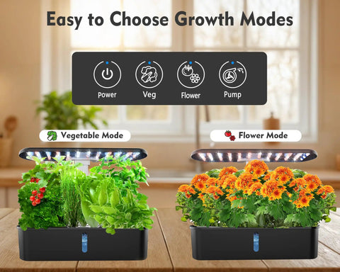 Indoor Hydroponics Growing System With 12 Pod Kit Grow Light Adjustable Height Auto Timer Ultra Quiet Pump Smart Indoor Herb Garden