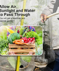 4x10 Ft Garden Bug Barrier Netting For Pest Protection covering plants with gardener watering, fine mesh shield for crops