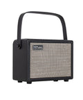 15W Portable Guitar Amp With Bluetooth For Acoustic And Electric Guitars, Reverb Effect, compact black amp with sturdy handle